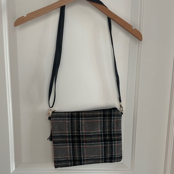 Plaid Crossbody Bag - Black and Gray - Picture 4 of 7